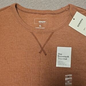 Sonoma Men's Warm Brown Crewneck Supersoft Thermal
